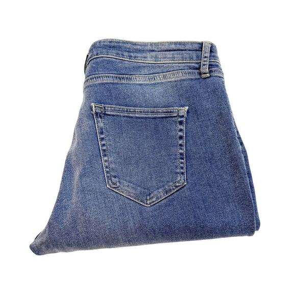 Zara Wide Leg Button Fly Denim Jeans Fringe Hem Size 12 - Picture 1 of 8